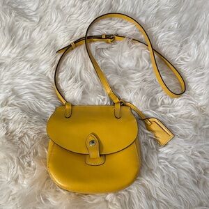 Dooney & Bourke Yellow Leather Crossbody Saddle Bag